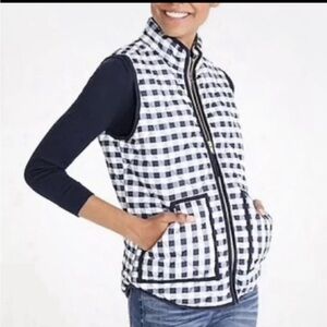 J Crew Mercantile Gingham Blue Puffer Vest M